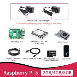 Raspberry Pi 5 Starter Kit Camera Kit RAM 8GB 4GB 2GB (Case+Active Cooler+SD Card+Power Supply+Micro Cable+Camera Module 3)