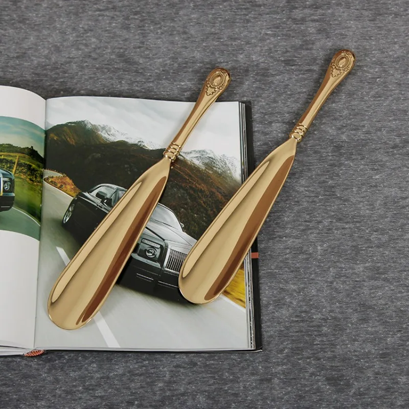 European classical brass shoehorn porch household handmade shoe lift retro light luxury shoes shoe pump gift