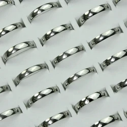 10 Pieces Fashion Stainless Steel Men's Rings Bulk Lots Wholesale Jewelry Plain Hoop Ring Width 4mm