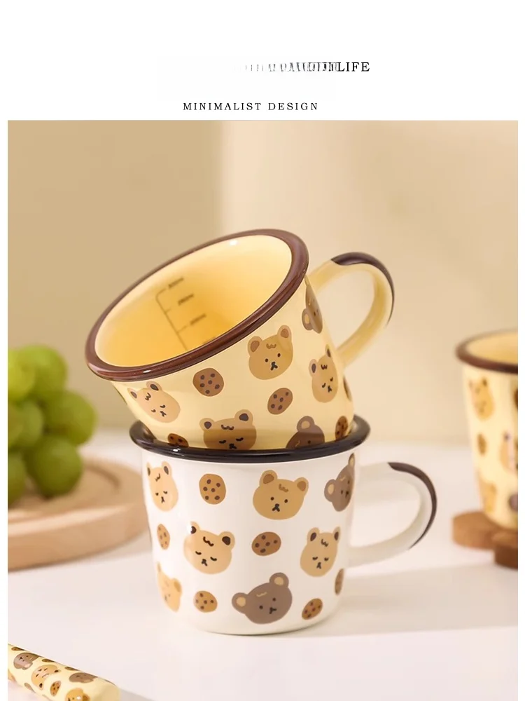 

Cute Cartoon Cookie Bear Cerc Mug with Sc Milk Cup Nordic Sle Home Use Adult Gift Boxed Chinese Production