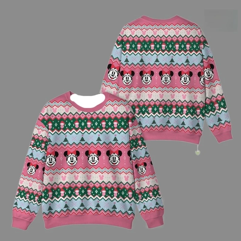 

Семейный свитер Disney Minimi с Микки на тему, уродливый свитер для рождественской вечеринки, толстовка с круглым вырезом, увеличенный топ для взрослых, осень/зима, новый стиль