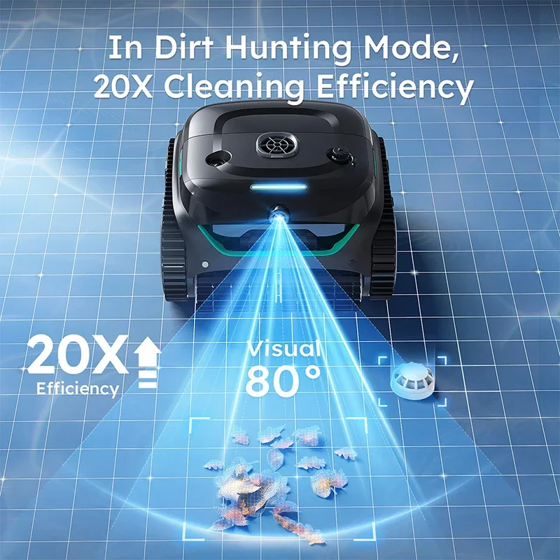 Robot Pool Cleaner Cordless C2 Vision Dual-layer Filtration Visual 80°  Superior Suction Power Running Time 180mins APP