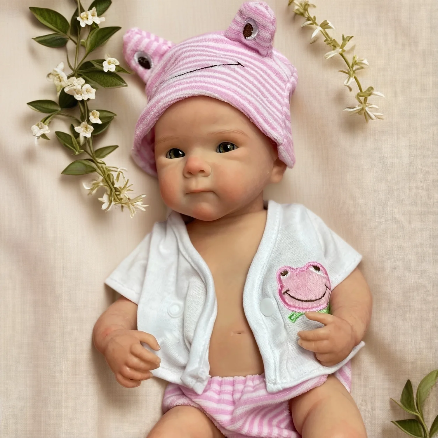 Can Open Mouth 13Inch Bettie Silicone Reborn Girl Doll With Painted Bald Handmade Waterproof Bebe Reborn Doll For Children's Toy