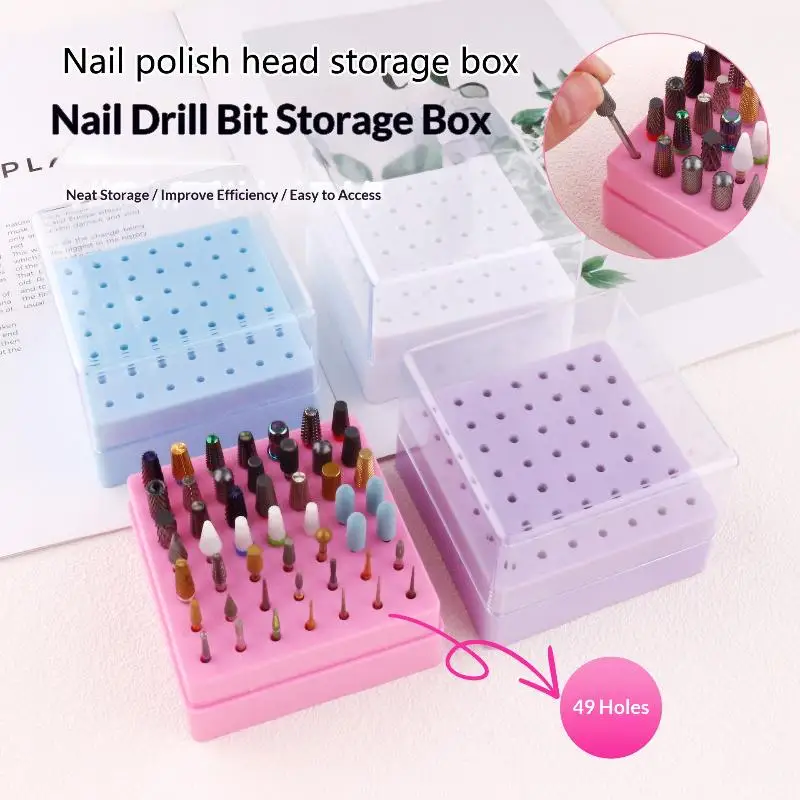 1 Stück Nagelschleifkopf-Halterständer mit 49 Löchern, Aufbewahrungsbox für Nagelbohrer, Fräserhalter für 2,35 mm Schaft – Detail 6