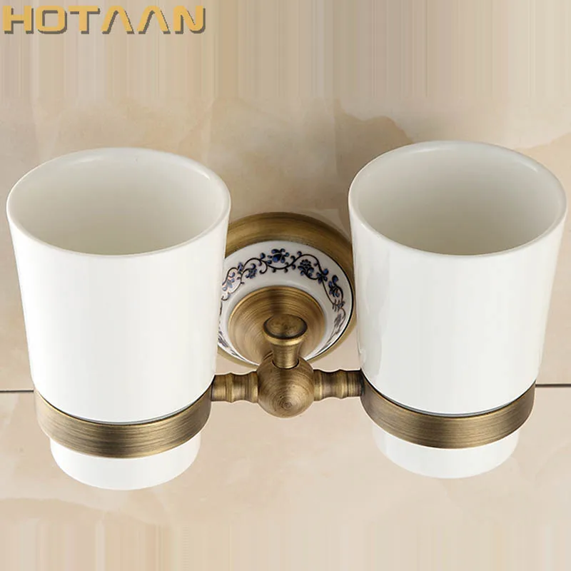 . Fashion toothbrush holder,Pure copper&ceramic,Double cup, Bathroom tumbler holder bathroom set-wholesale YT-11508