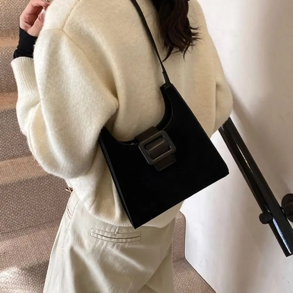 

Винтажная модная квадратная сумка-ведро, французская замшевая сумка через плечо для отдыха, сумка через плечо с глазурью, зимняя сумка на плечо в стиле ретро