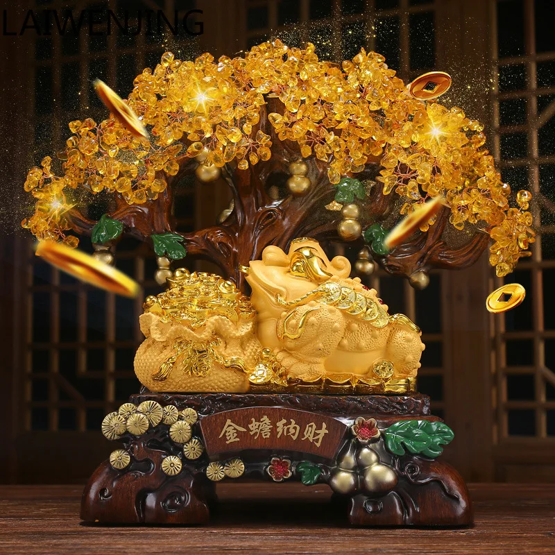 HLZ Wealth-Attracting Ornament Money Tree Treasure Bowl Light Luxury Living Room Opening Gift High-End