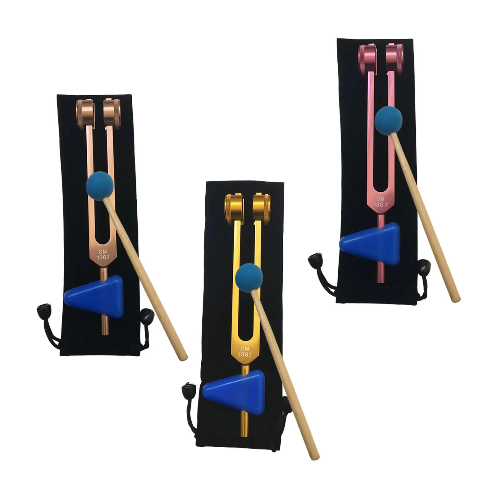 Set garpu Tuning musik, bahan paduan aluminium 136.1HZ garpu penyetelan untuk alat getaran suara, meditasi, suara