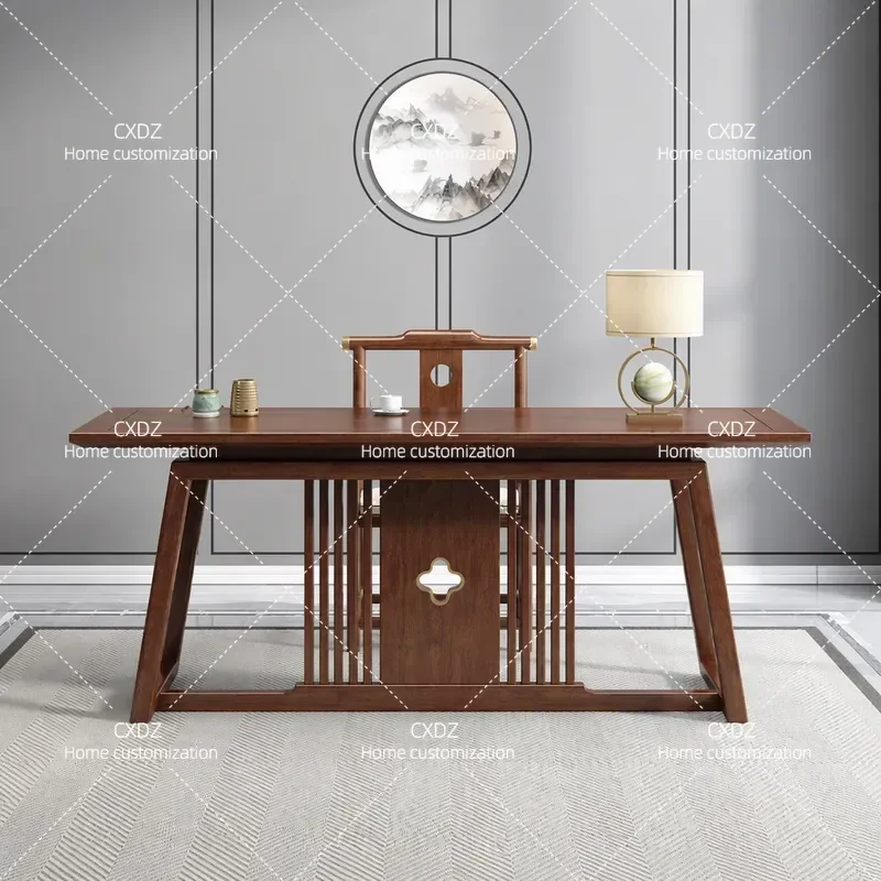 All Solid Wood Modern Calligraphy Table New Chinese Walnut Office Desk Boss Light Luxury Household Large Board General Desk
