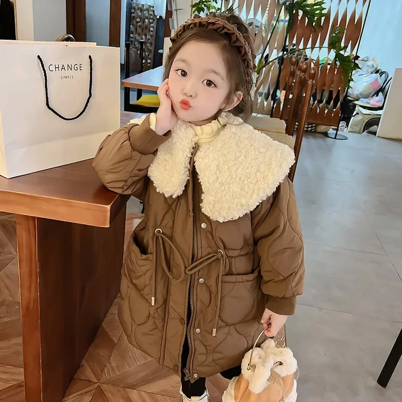 Baby Girl Top Girls Winter Cotton-padded Coat 2024 New Winter Coat Cashmere Padded Coat Winter Baby Cotton-padded Jacket