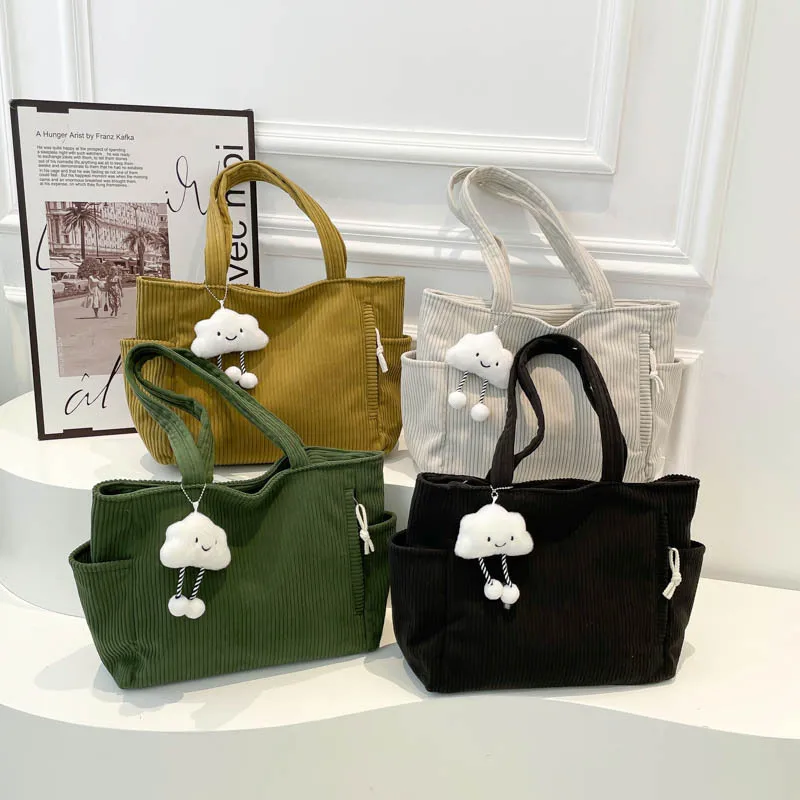 

Вельветовые сумки на плечо, женские повседневные сумки, легкие ретро, большая вместительная сумка на плечо, пригородная сумка, осень-зима 2023 г.