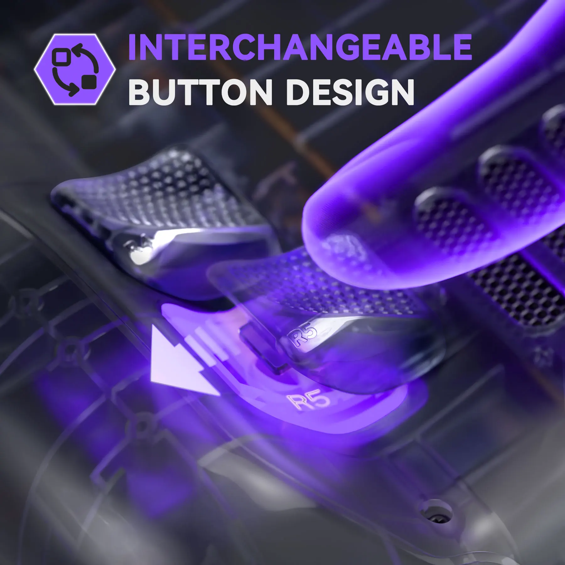 eXtremeRate ปุ่มด้านหลังแบบเปลี่ยนได้ด้านล่างสำหรับจอ LCD และ OLED ของ Steam Deck, ฝาหลังด้ามจับนิ้ว - สีดำ
