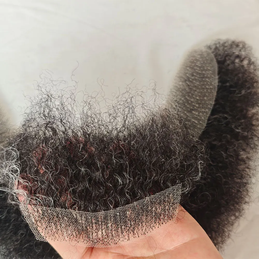 Afro Curl capelli umani barba finta per gli uomini barba di baffi finti capelli del viso finti barba di pizzo legata a mano per Halloween divertente