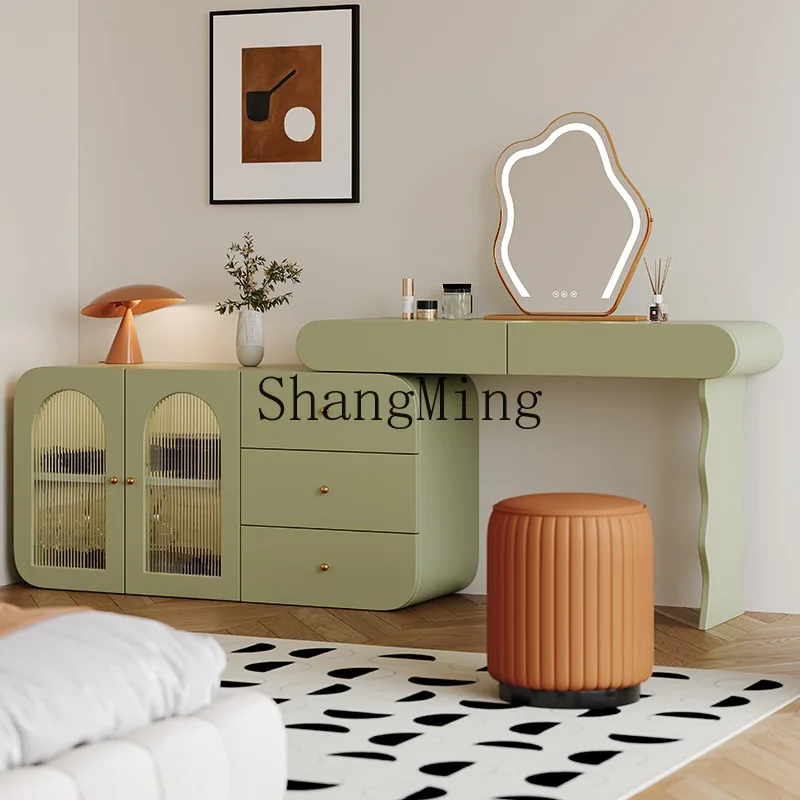 

SM cream wind solid wood dresser simple household bedroom makeup table telescopic integrated makeup table chest