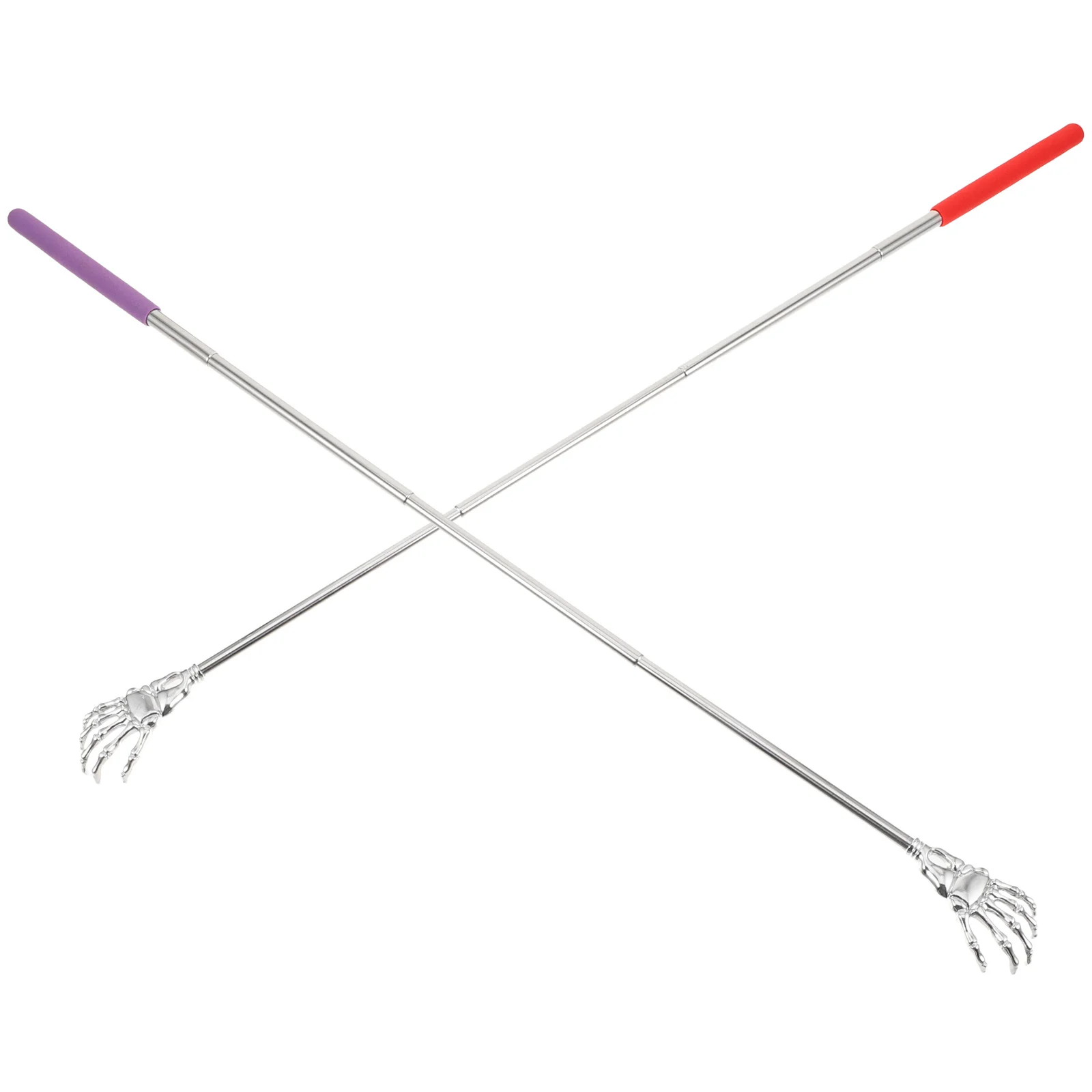 

2Pcs Metal Back Scratchers Adjustable Length Telescopic Design Rubber Handle No Rust Easy Grip Tool Back Scratcher