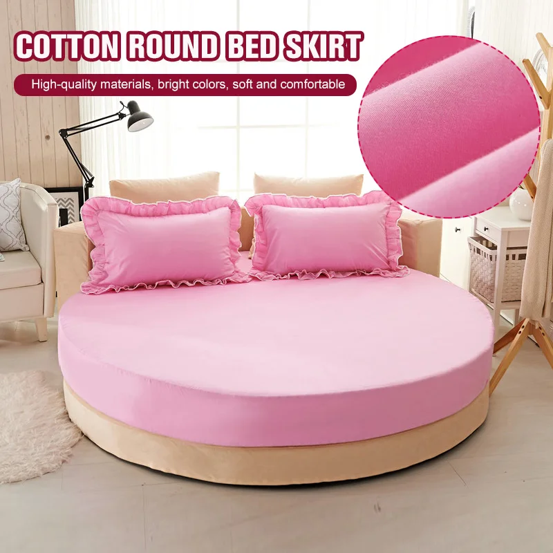 

Round Bed Fitted Sheet With Elastic Band Romantic Themed Hotel Round Bedspread Quilted Cotton Mattress Cover With Pillowcase