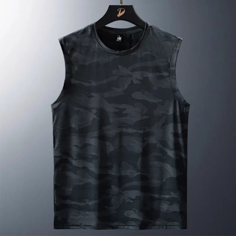 Camouflage Ice Silk Vest Women's Summer Thin Sport Sweatshirt Loose Sleeveless T-shirt Oversize Extra Large Outerwear