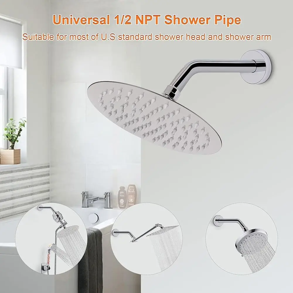New Stainless Steel Shower Pipe Wall Mounted Silver Shower Arm Arm Bracket