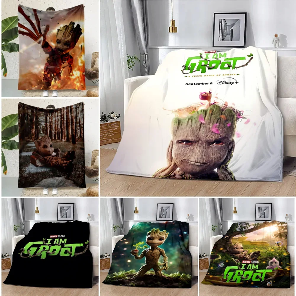 Printed Blanket Picnic Blankets Warm Blanket Soft and Comfortable Groot Blanket Home Travel Birthday Gift