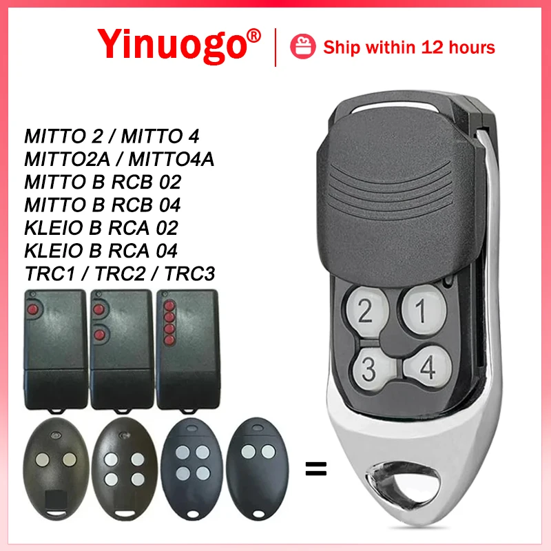 

For MITTO 2 4 MITTO2A MITTO4A MITTO B RCB / KLEIO B RCA 02 04 TRC1 TRC2 TRC3 Garage Door Remote Control 433.92MHz Rolling Code