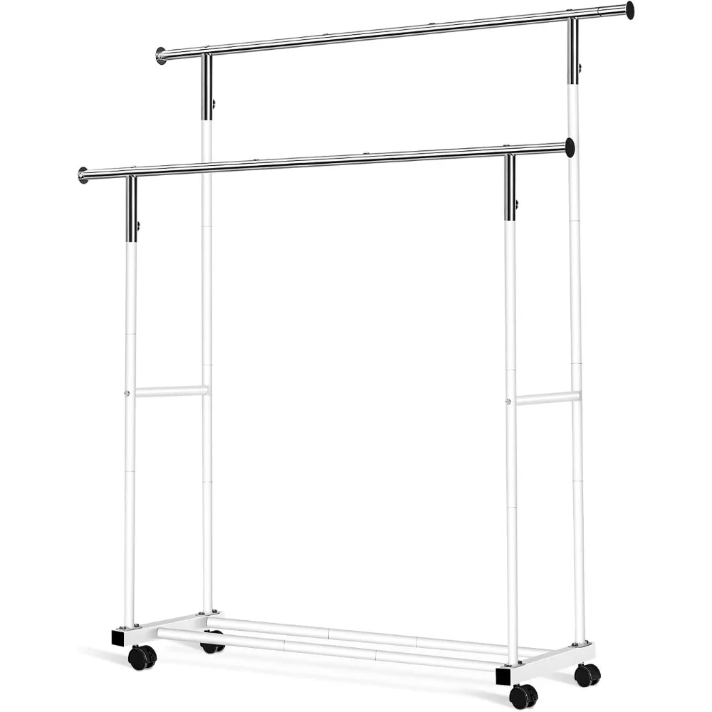 Garment Rack with Wheels and Bottom Shelf,Capacity Heavy Duty Rolling Clothes Racks for Hanging Coats,Shirts, Sweaters,Skirts