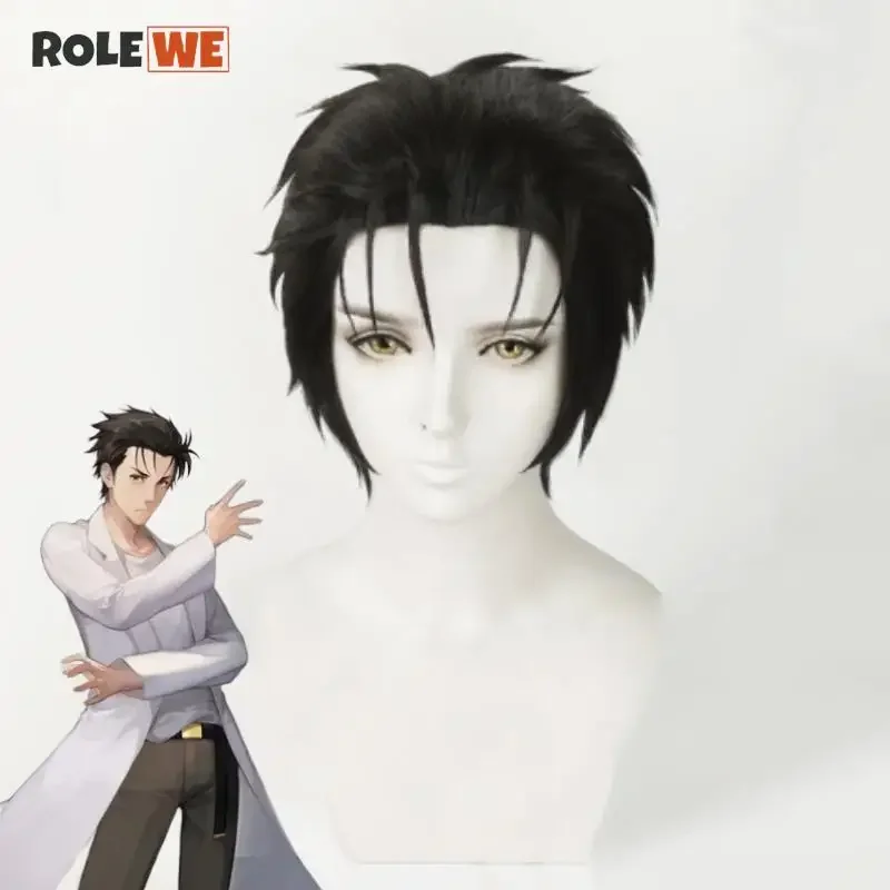 Okabe Rintarou Cosplay Wig Anime Steins Gate  Black Hououin Kyoma Wig Heat Resistant Mad Scientist Party Okarin Wigs   Wig Cap