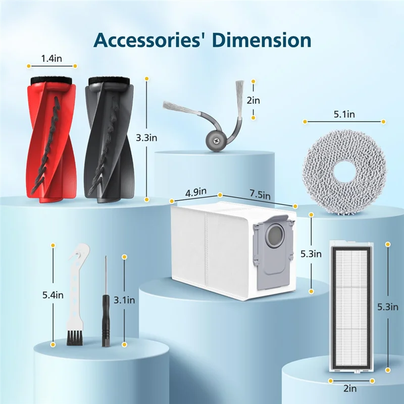 BAAN-Full Replacement Part Set For Roborock Qrevo Curv/Edge With Main Brush, Mop Pads, And Vacuum Bags