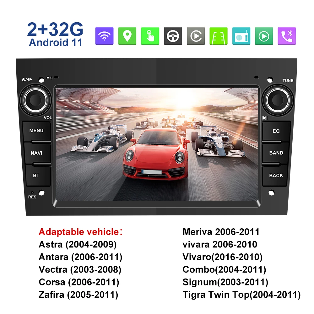 Camecho 2 din Android 11 Car Radio For Opel Vectra C Zafira B Corsa DC Astra H GJvivaro Meriva Multimedia Stereo Audio GPS Navi