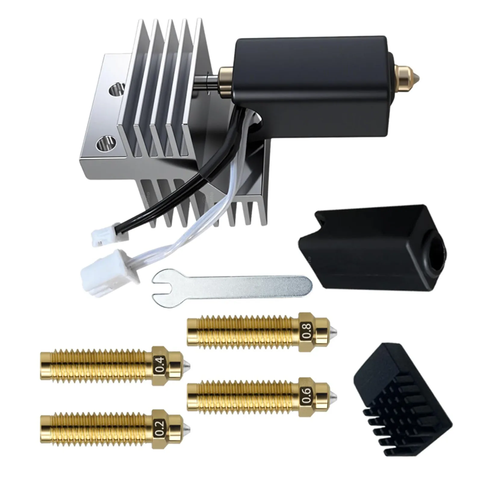 

Hotend 0.4mm Hotend Kit Replacement for Elegoo Carbon 3D Printer Extruder Hot End with 0.2mm 0.4mm 0.6mm 0.8mm Nozzles