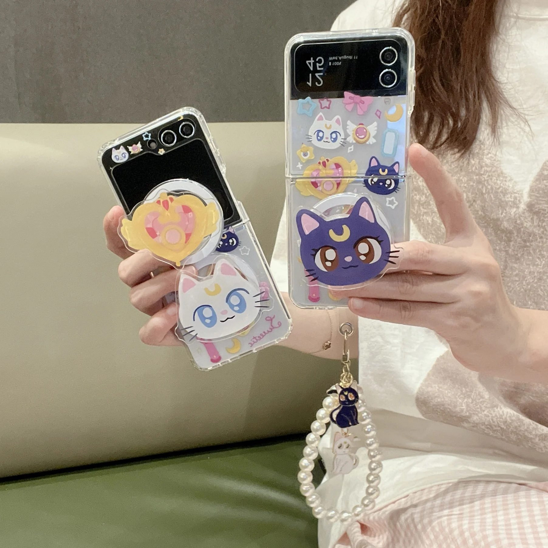 Cute Anime Sailors Moons For Magsafe Magnetic Phone Case for Samsung Galaxy Z Flip 3 4 Hard PC Back Cover for Z Flip 5 Case Case