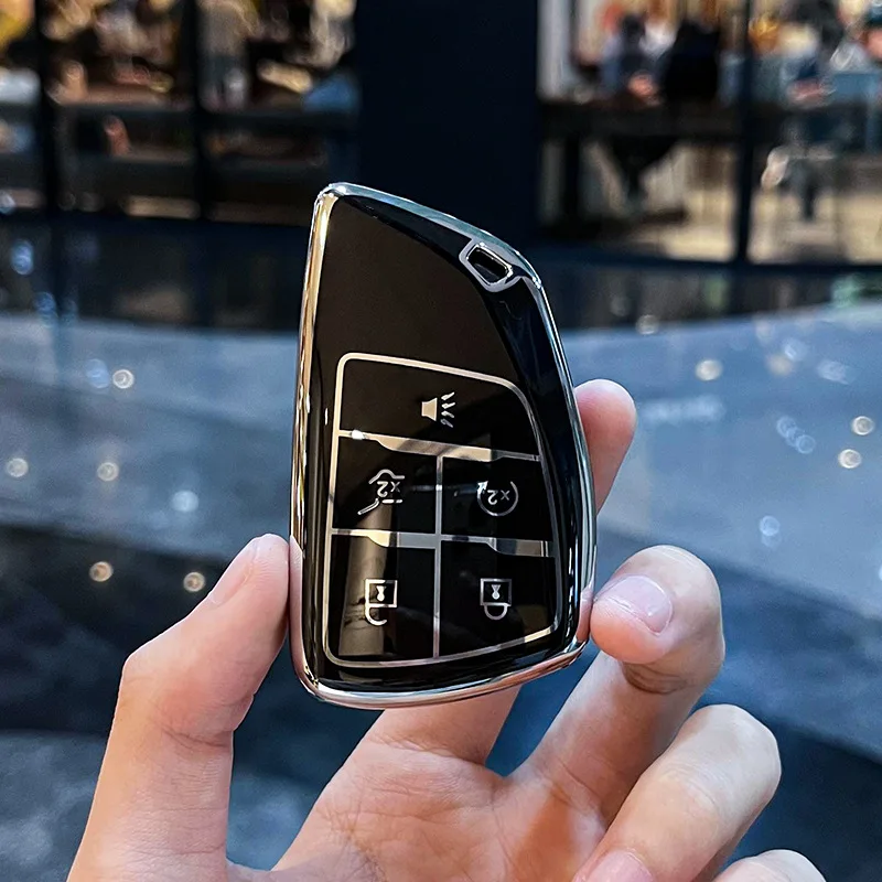Car Key Cover Case for Chevrolet Tahoe Suburban for Buick ENVISION S Plus Avenir for GMC Yukon 2020 - 2023 Keychain 5 Button TPU
