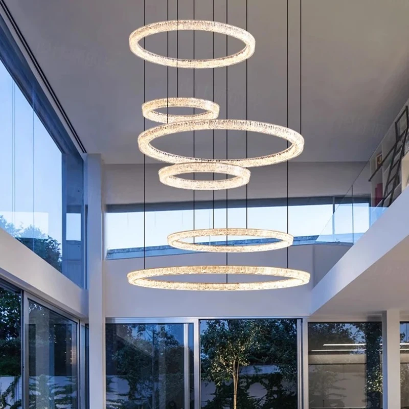 

Modern Home Decor Ring Led Pendant Lamps for Stairs Living Room Dining Room Chandelier Interior Lighting Hanging Luminaires
