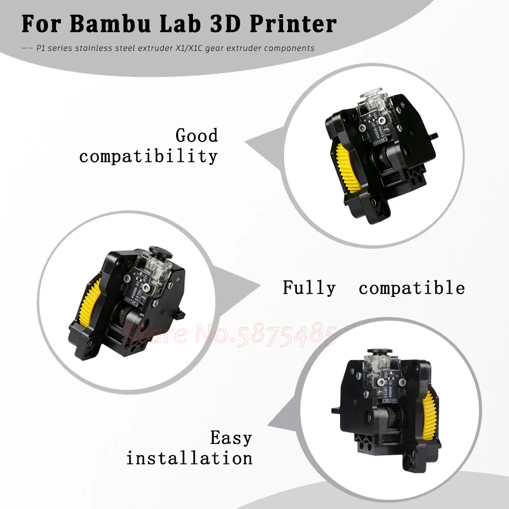 3D Printer Accessories For Bambu Lab P1 Series Stainless Steel Extruder X1/X1C Gear Extruder Components