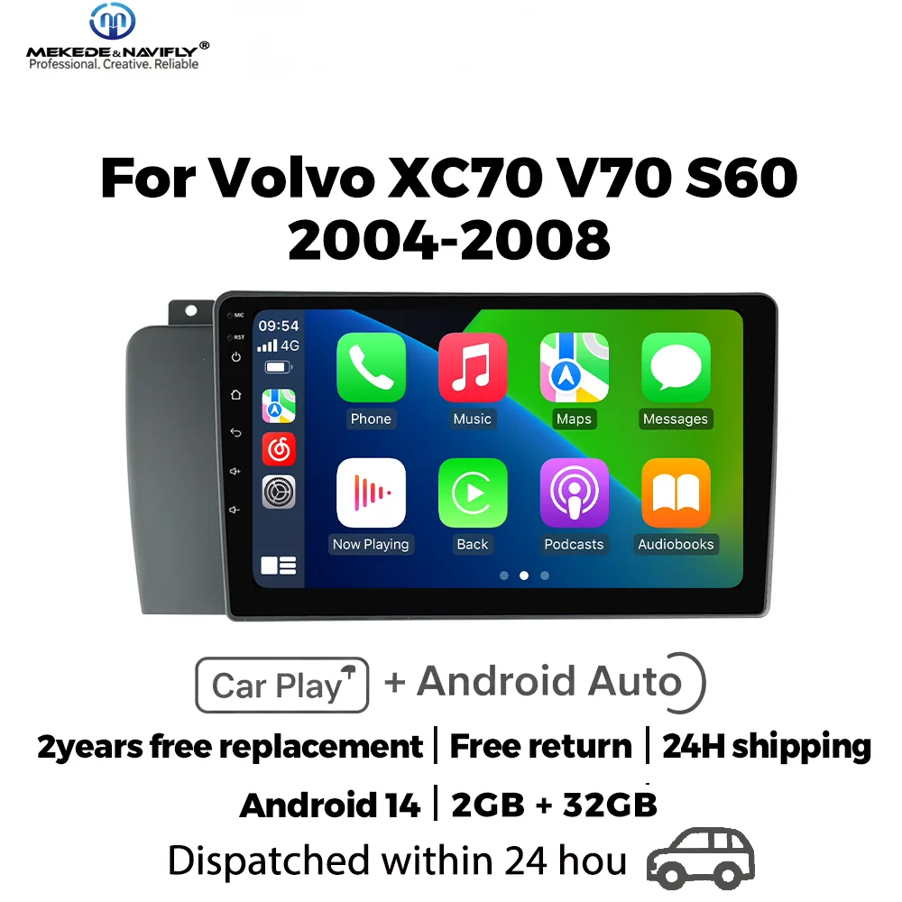 

MEKEDE&NAVIFLY Android 14 Intelligent car audio system For VOLVO XC70/V70/S60 2005-2009 2 Din Car Stereo Multimedia Video Player