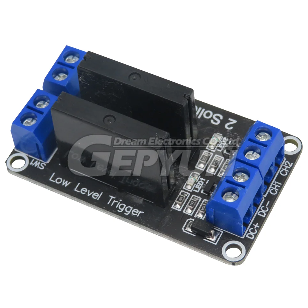 2 Channel Solid State Low Level 5V Relay Module SSR AVR DSP G3MB-202P 240V 2A Output With Resistive Fuse For Arduino