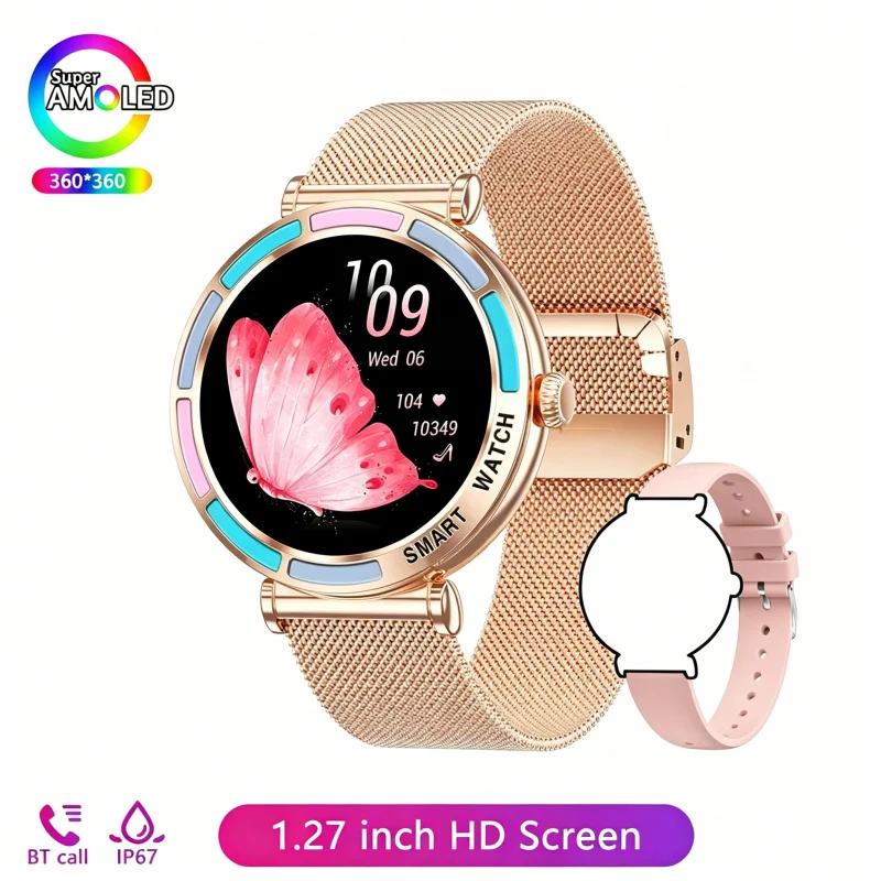 

Women's Fashion Smartwatch High-Definition Screen Music Player Fitness Bracelet BT Call Waterproof Health Monitor Smartwatches