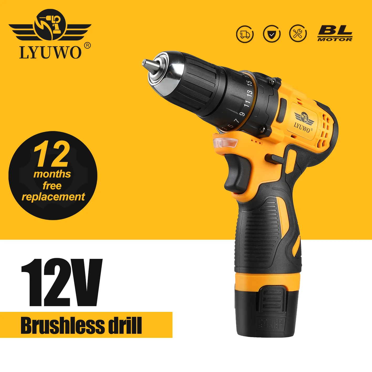 

LYUWO Electric Hand Drill, Electric Tool, Screwdriver, Impact Drill, Household Rechargeable Hand Drill, Lithium Electric Rotary