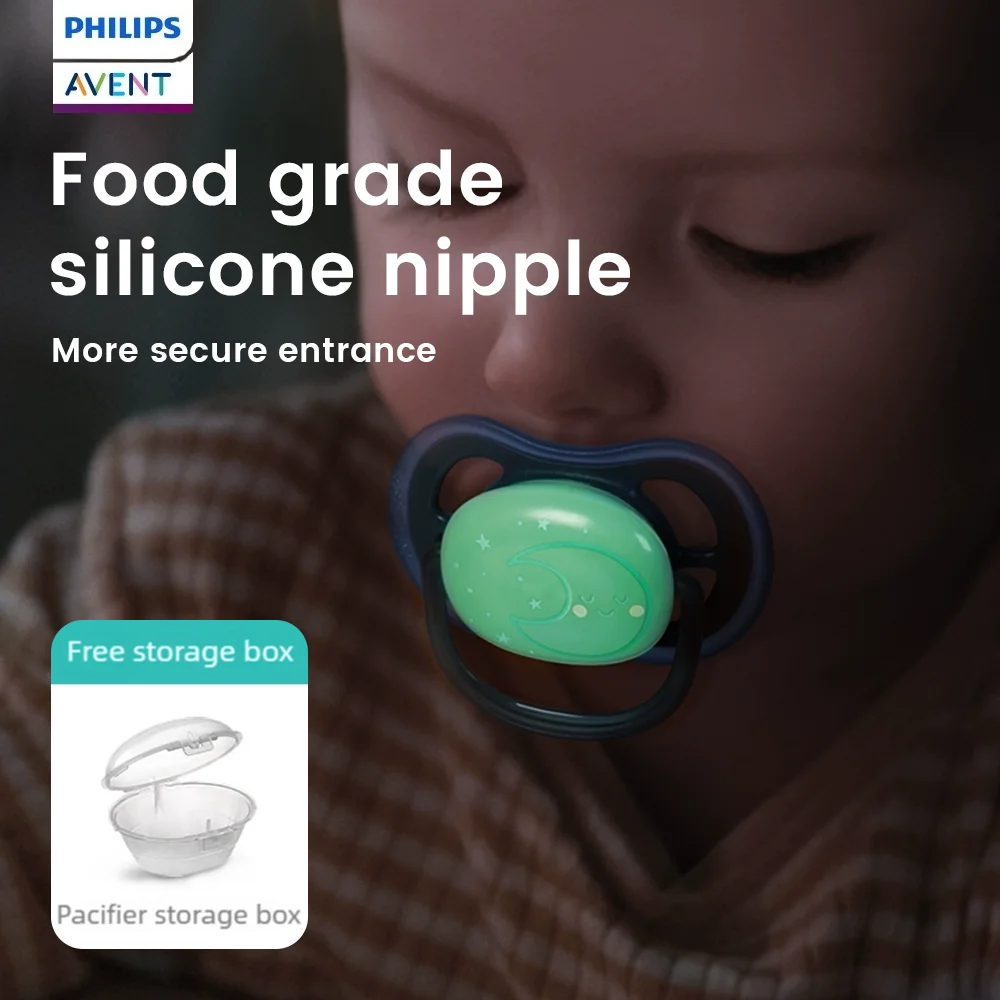 

PHILIPS AVENT 2 Pcs Baby Silicone Pacifier Soft Pacifier With Storage Box Newborns (0-18+ Months) – Anti-Colic Ventilated Nipple