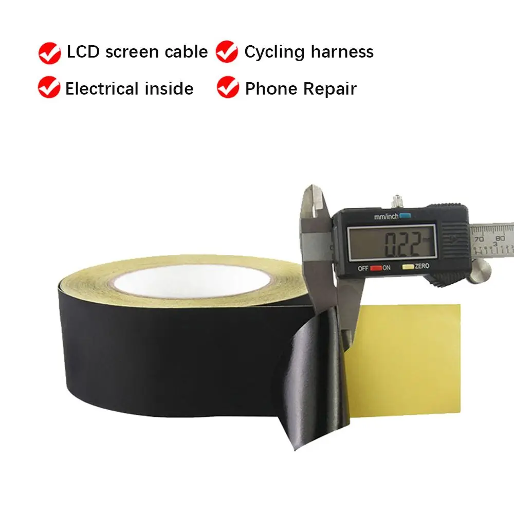 1PCS Black Acetate Cloth Adhesive Tape High Temperature Electrical Tape Insulation Tape Home Hardware