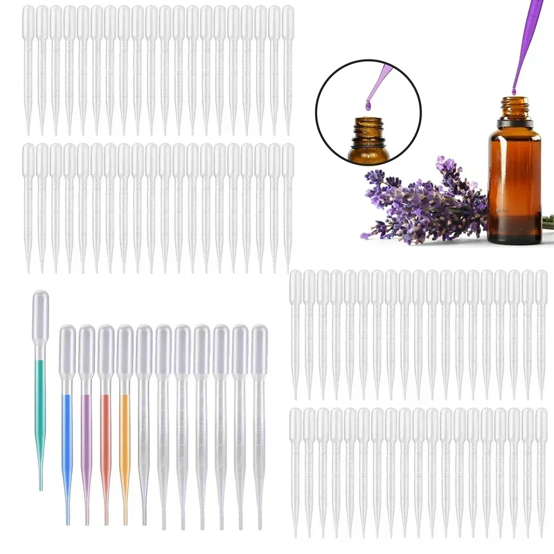 50Pcs 0.2/0.5/1/2/3/5/10ml Mini Pipette Disposable Plastic Dropper W/ Graduated Cosmetic sample Tool For essential oil Perfume