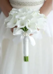 Ayicutia-ramo de flores artificiales para boda, ramos de novia de tacto Real, lirio blanco, cascada, 2024