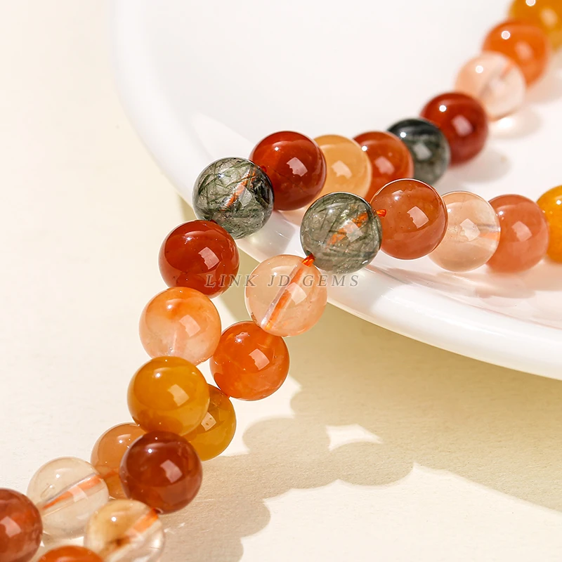 High quality Natural Stone Red Lucky Quartz Bead Round Loose Spacer Gems Bead for Jewelry Making DIY Bracelet Necklace Beading
