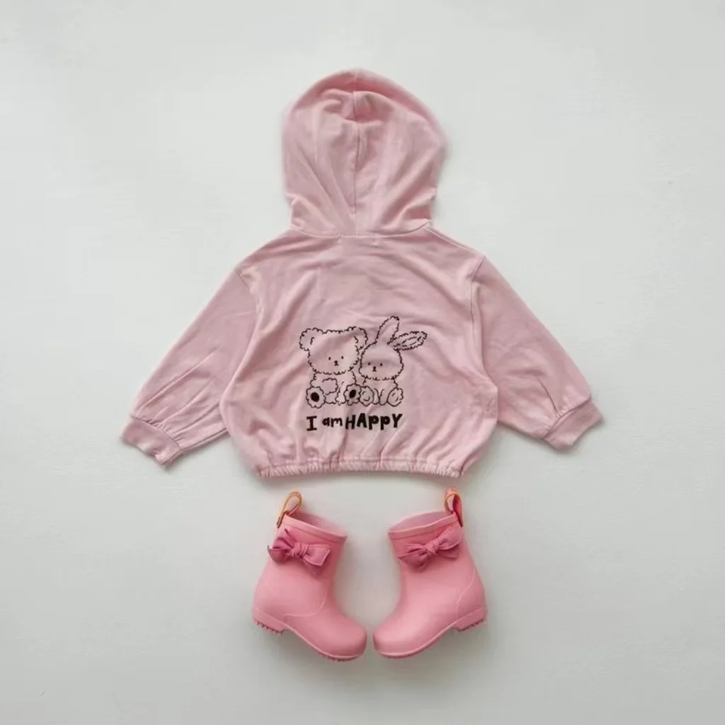 2025 Summer New Baby Long Sleeve Hooded Coat Cute Cartoon Print Infant Sunscreen Jacket For Boy Girl Tops Kids Clothes