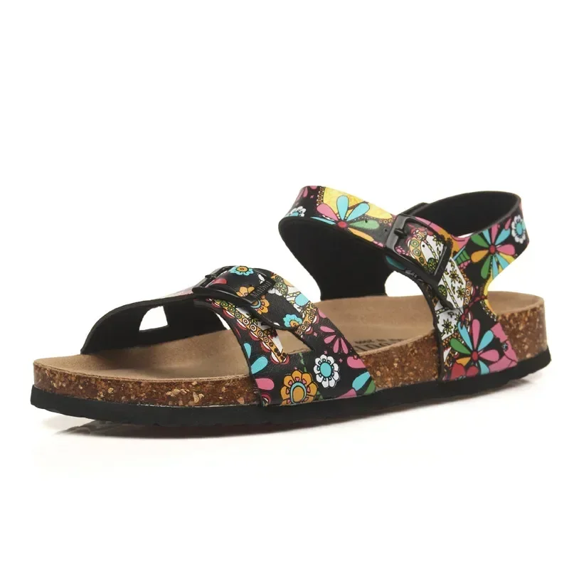 2024 New Summer Beach Cork Sandals Casual Women Outside Non-slip Double Buckle Sandalias Shoe