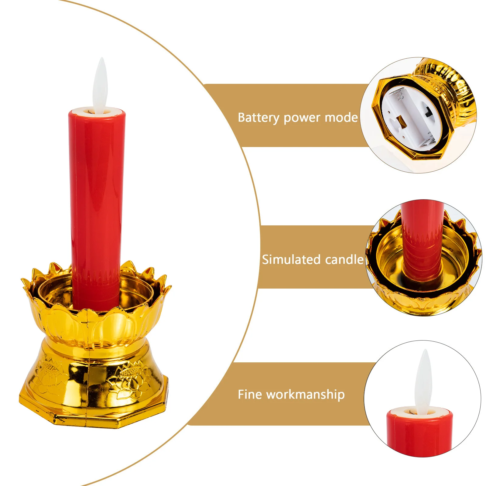 

2Pcs LED Electronic Lamps Lotus Lights Safe Durable Material Buddha Decoration Light Lotus Lamp