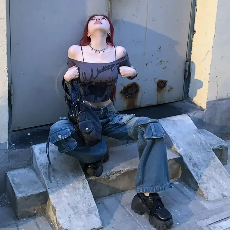 

Short Sleeve T-Shirts Womens Gothic Y2K Punk Korean Style Casual Chic Loose Fit Comfortable Summer Aesthetic Trendy Streetwear