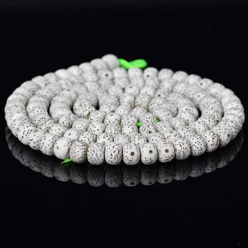 114PCS Natural Original White Star Moon Lotus Bodhi Seeds Beads Strand Tibetan Barrel Bead 7mm 8mm BRO900