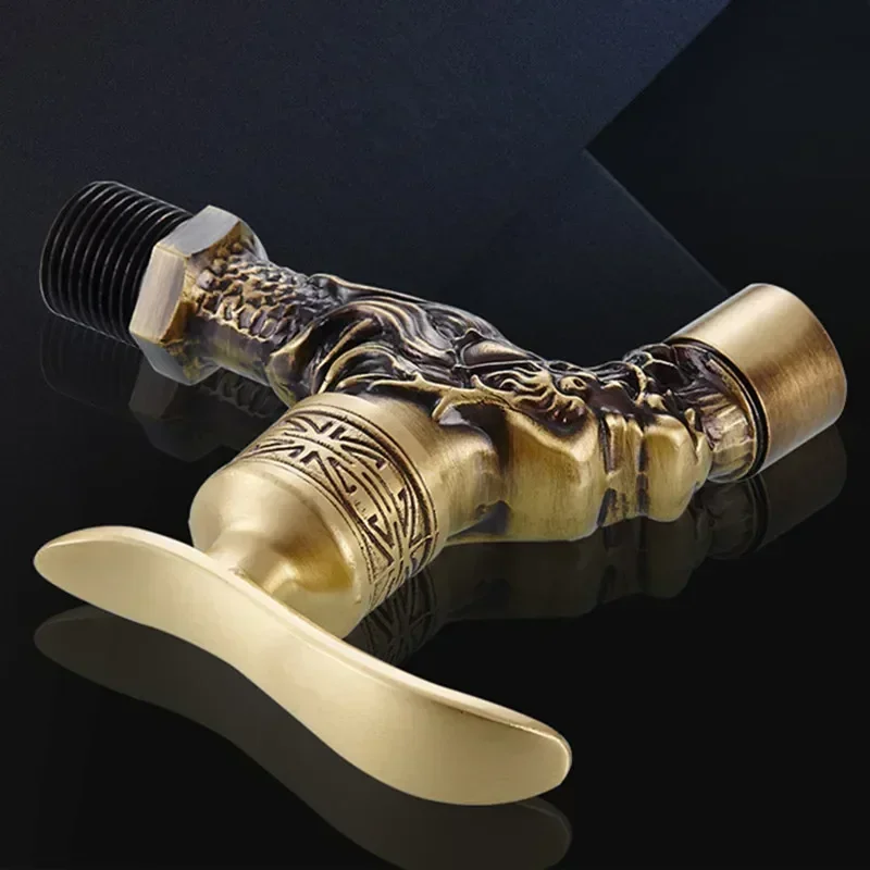 Decorative Brass Outdoor Faucet Garden Bibcock Tap Antique Retro Bathroom Washing Machine Faucet Balcony Antique Mop Taps Luxury