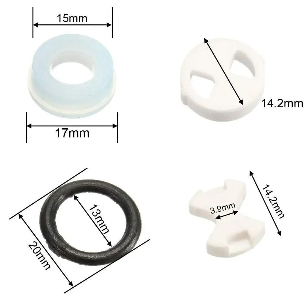 8Pcs/set Insert Ceramic Disc Silicone Washer Replacement With 2 O-ring Gasket Valve Tap Turn Set 1/2" Fits For Valve