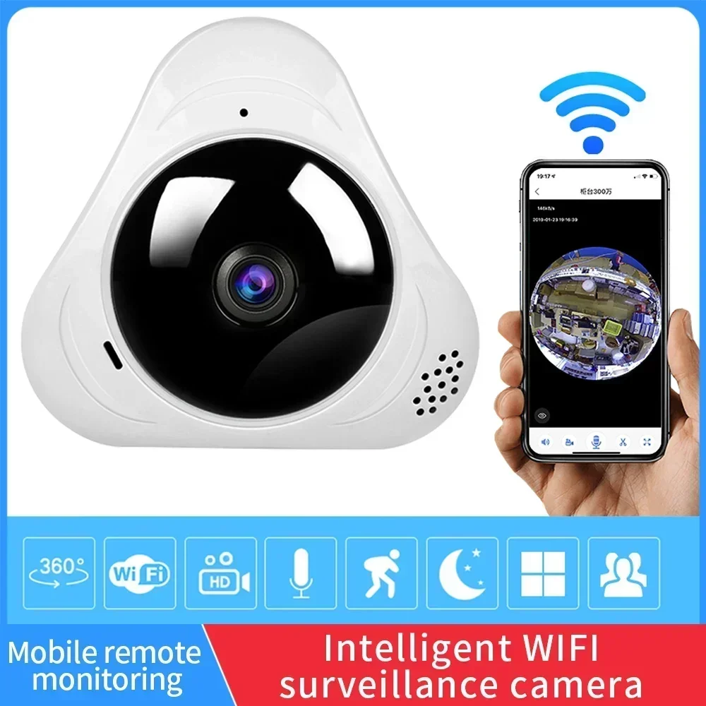 

Panoramic Fisheye IP 1080P Security Protection, Smart Ho Cameras with Night Vision, CCTV Surveillance Cameras, 360 Degree, WiFi